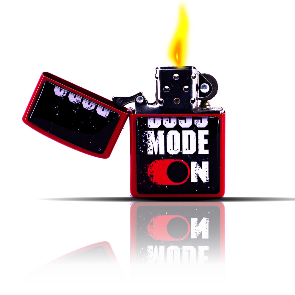 Boss Mode On Kırmızı Zippo Tarzı Benzinli Çakmak