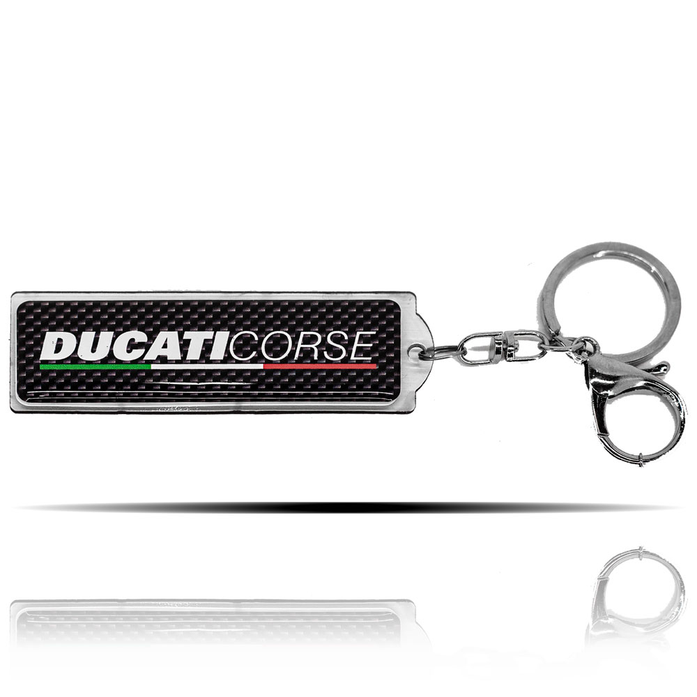Ducati Corse Logolu Karbon Desenli Anahtarlık