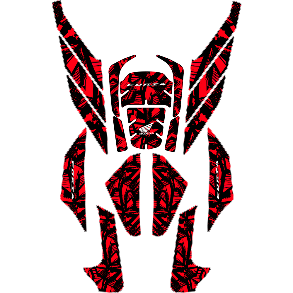 Grippatch - Honda Forza 250 (2025) Uyumlu Kırmızı Tank Pad Set  -GC20-KS