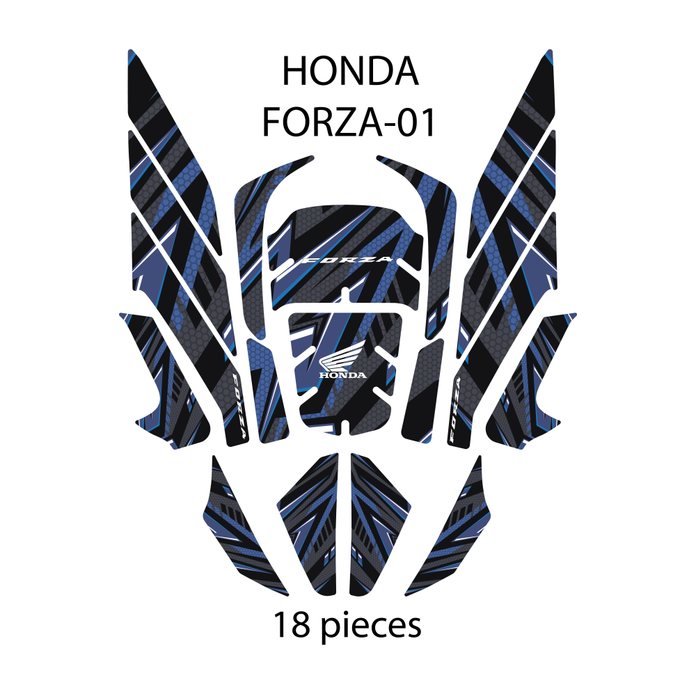 Grippatch Honda Forza - 250 (2025 ) ile Uyumlu Renkli 18 Parça Tank Pad Seti GC20-MS