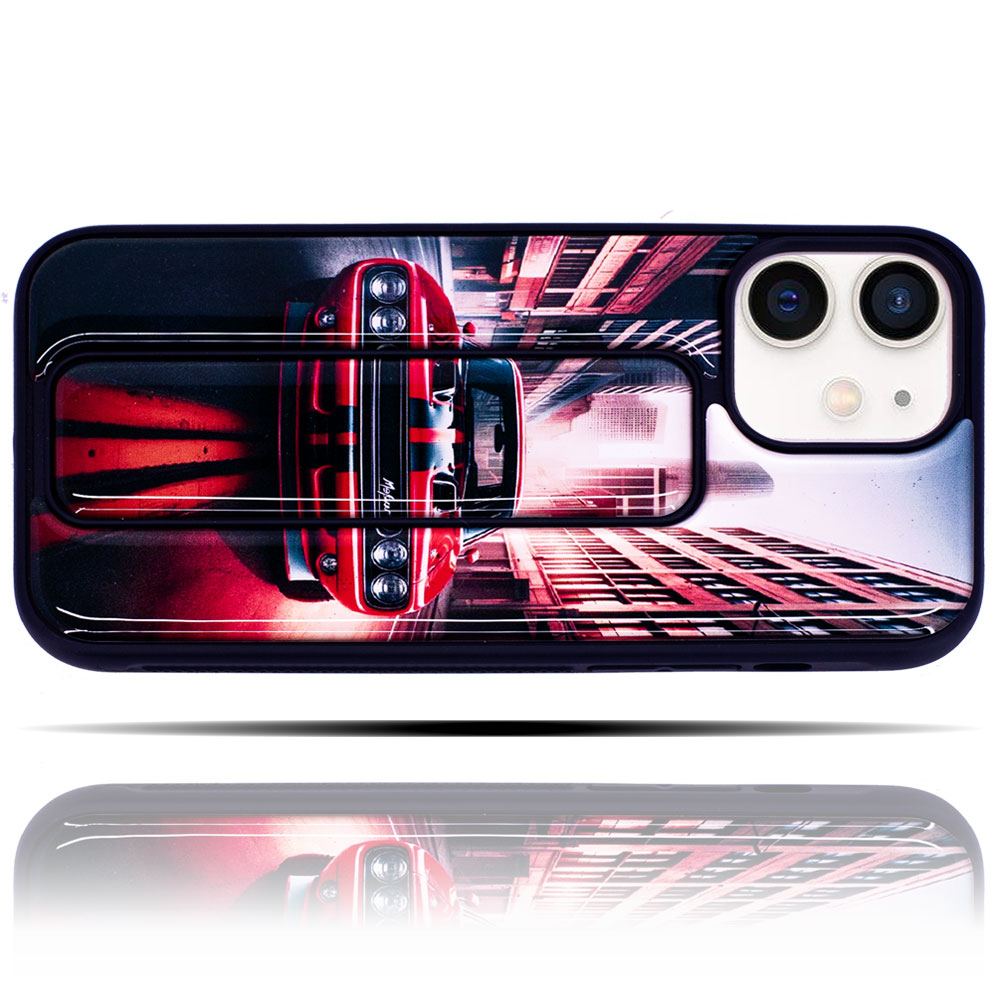 Apple IPhone 12 Uyumlu Challenger Kırmızı Lacivert Yumuşak Silikon Telefon Kılıfı