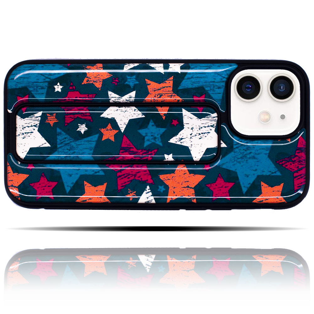 Apple IPhone 12 Uyumlu Yıldız Desenli Renkli Yumuşak Silikon Telefon Kılıfı