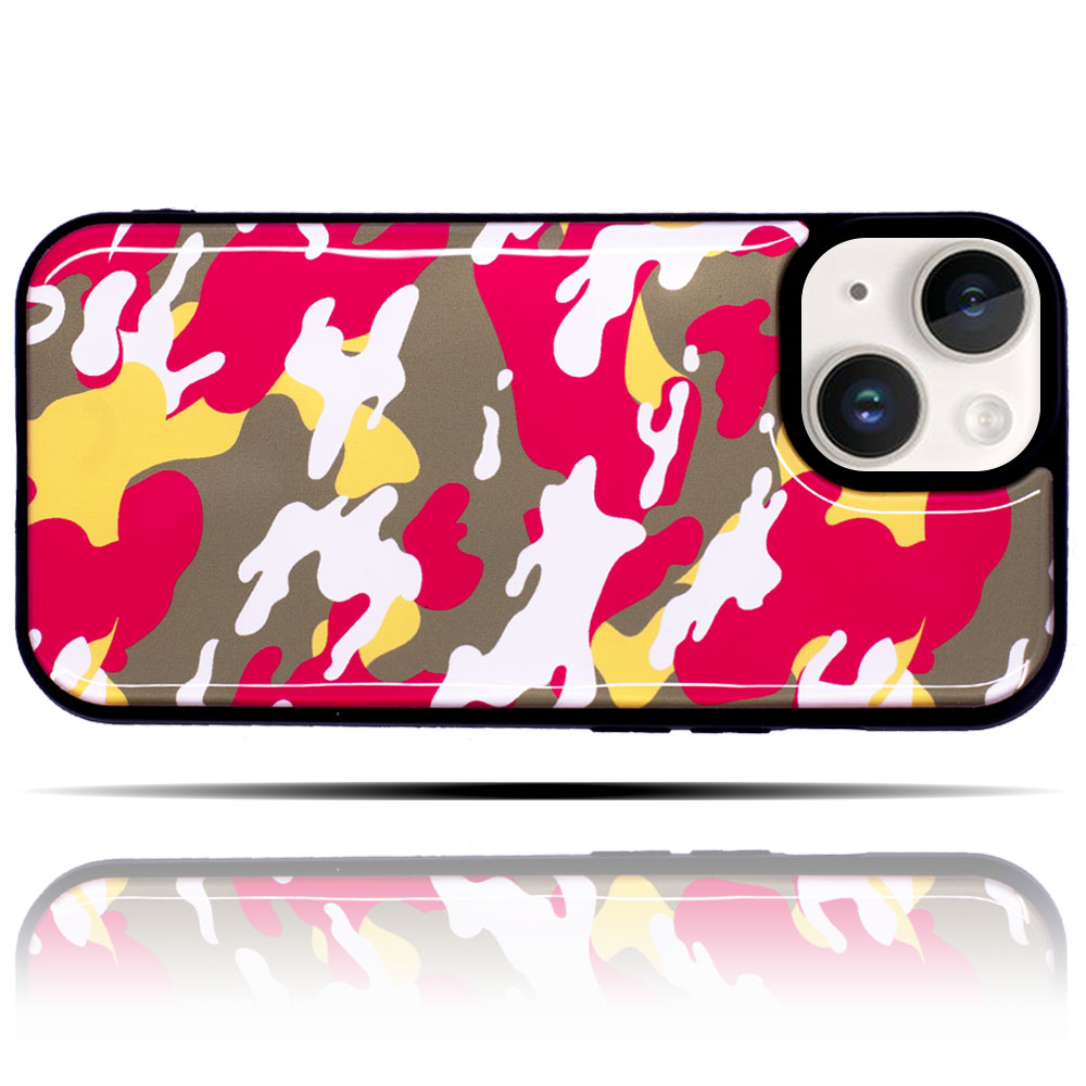 Apple IPhone 15 Uyumlu Renkli Kamuflaj Baskılı Yumuşak Silikon Telefon Kılıfı