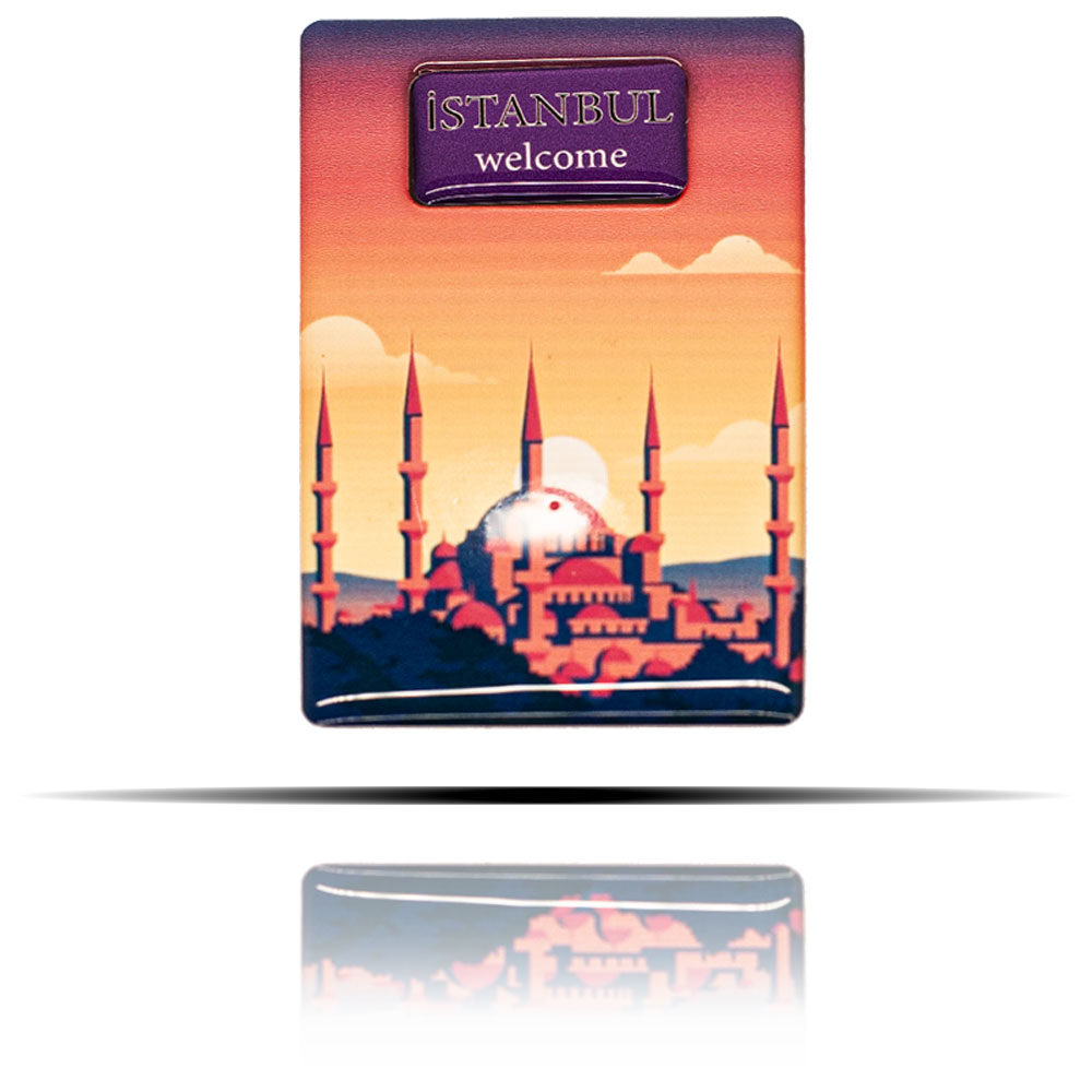 İstanbul Welcome Yazılı, Manzara Temalı Dikdörtgen Magnet 