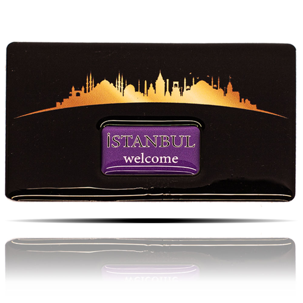  İstanbul Welcome Yazılı, Silüet Desenli Dikdörtgen Magnet