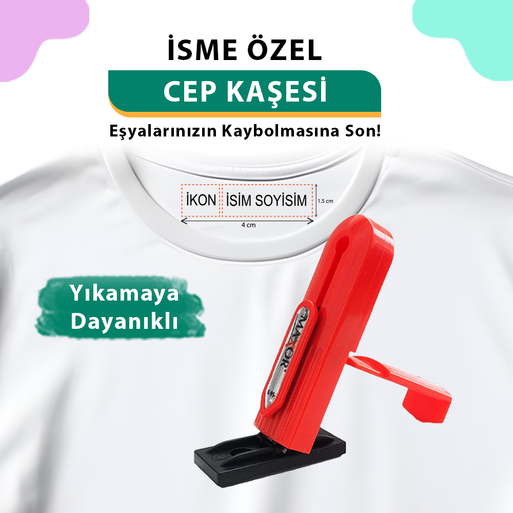 Kırmızı Cep Kaşesi, Elbise İsim Ve Kıyafet, Defter Kitap Kaşesi Anaokulu Kreş Etiket, Öğrenci Kaşesi