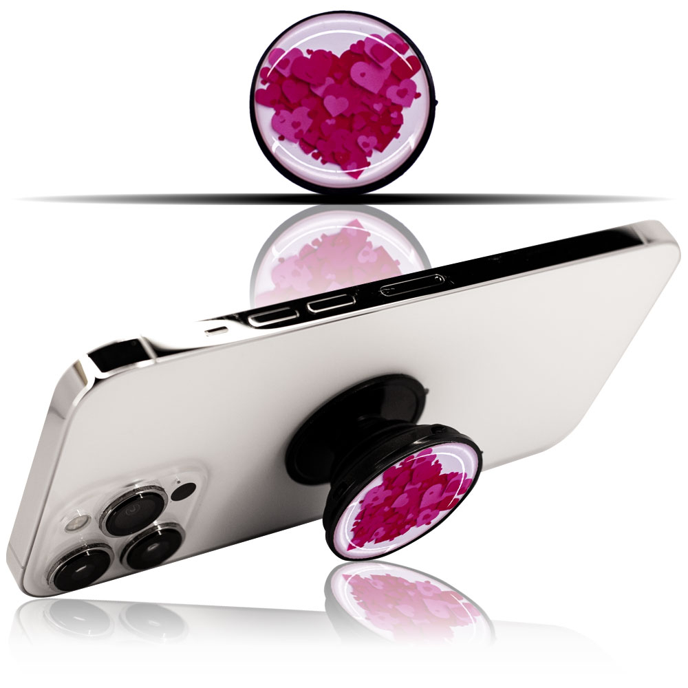 Kalp Desenli Pop Socket Telefon Tutacağı, Parmak Tutucu Stand
