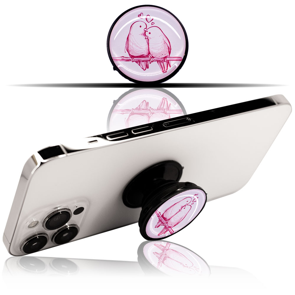Kuş Desenli Pop Socket Telefon Tutacağı, Parmak Tutucu Stand