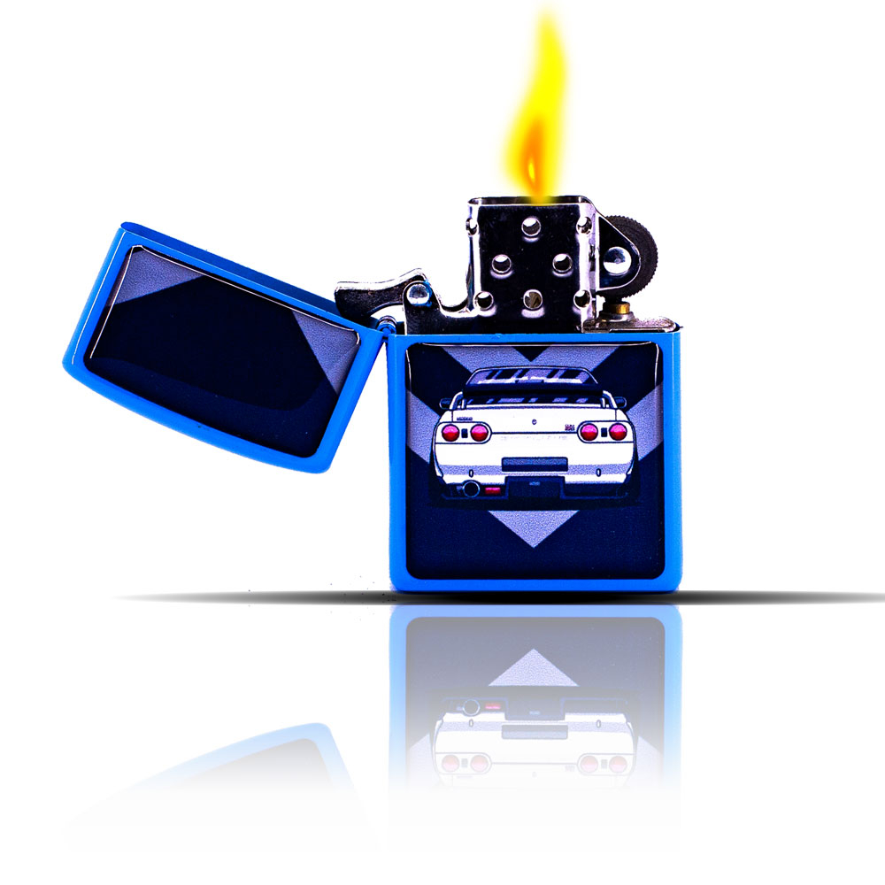 Nissan GTR Desenli Mavi Zippo Tarzı Benzinli Çakmak