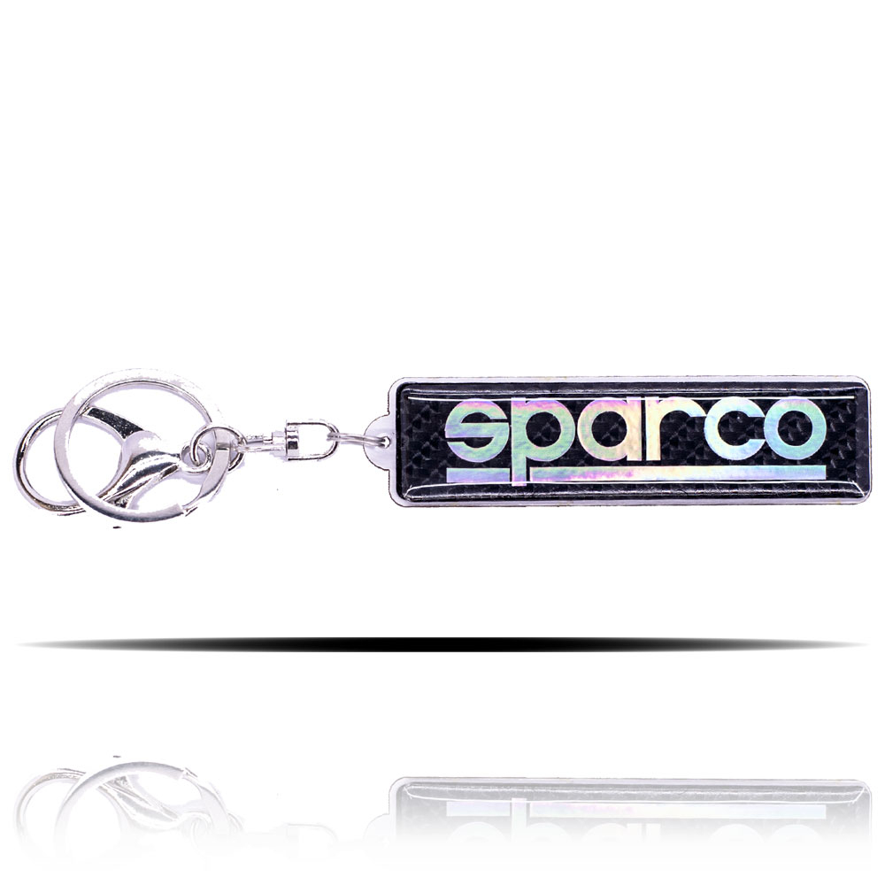 Sparco Logolu 5D Karbon Fiber Üzeri Hologram Baskılı Anahtarlık