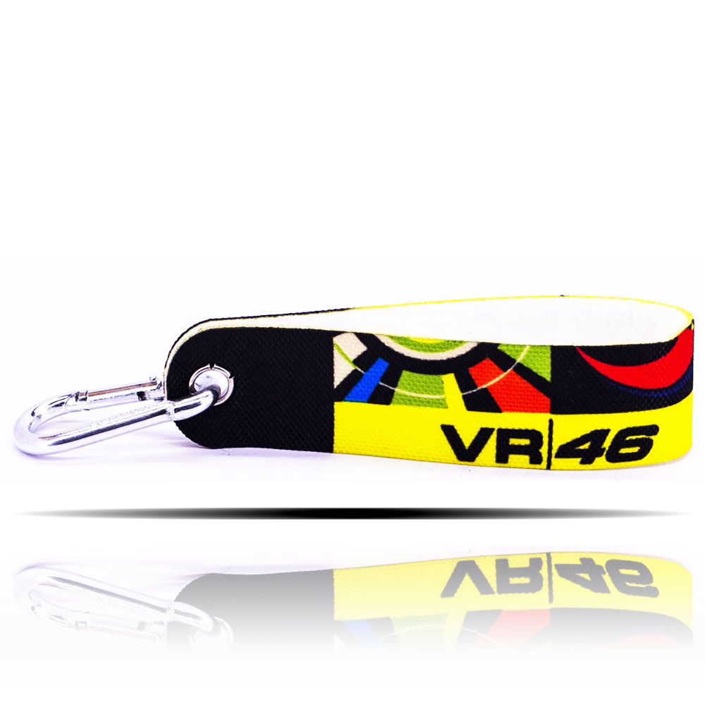 VR46 Desenli Sarı Siyah Kumaş Şerit Anahtarlık