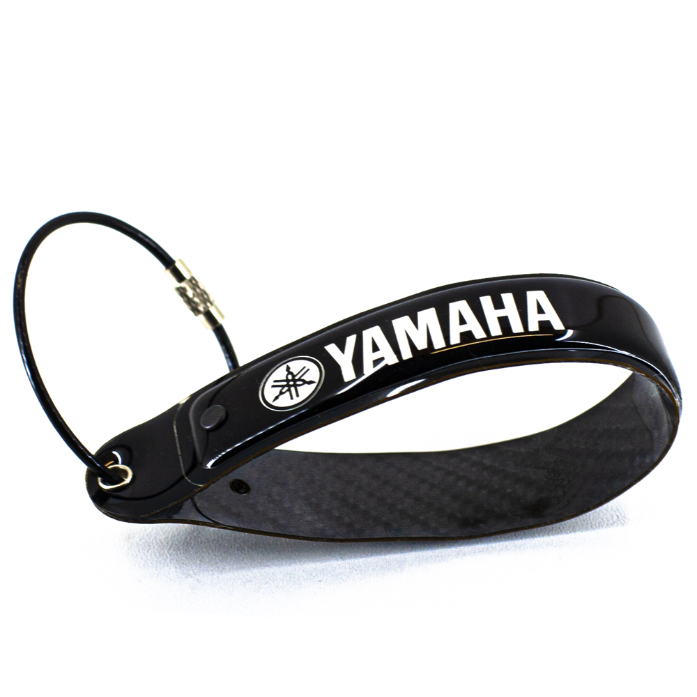 Yamaha Logolu Siyah, 5D Karbon Fiber, Çelik Tel Uçlu At Nalı Anahtarlık