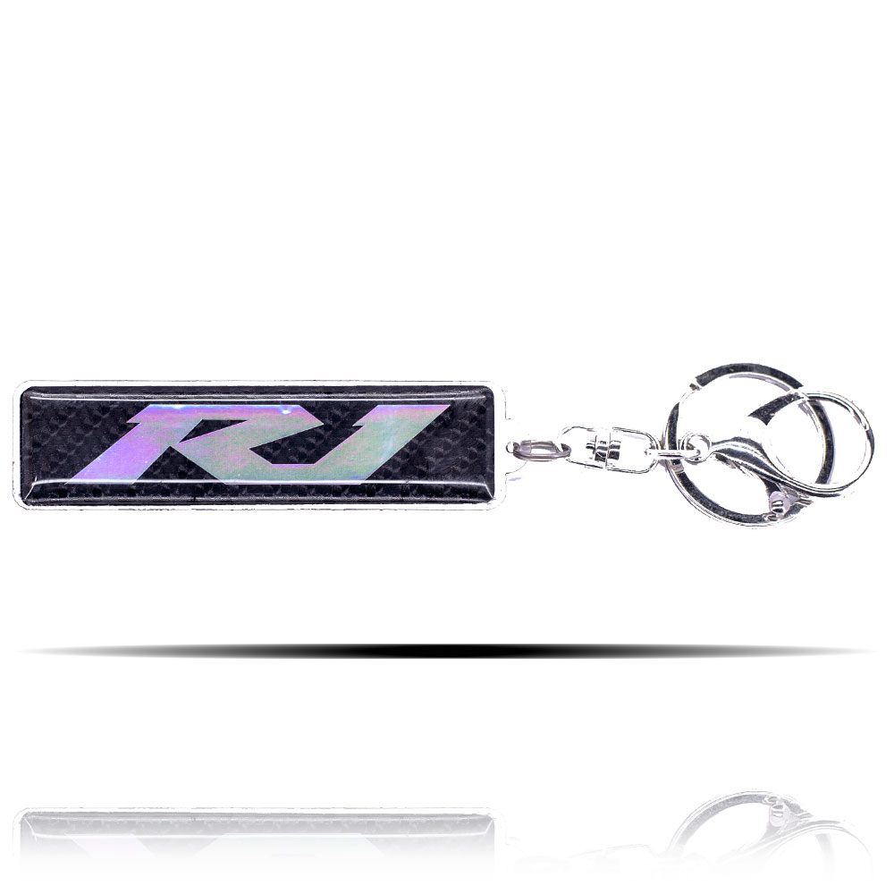 Yamaha R1 Logolu 5D Karbon Fiber Üzeri Hologram Baskılı Anahtarlık